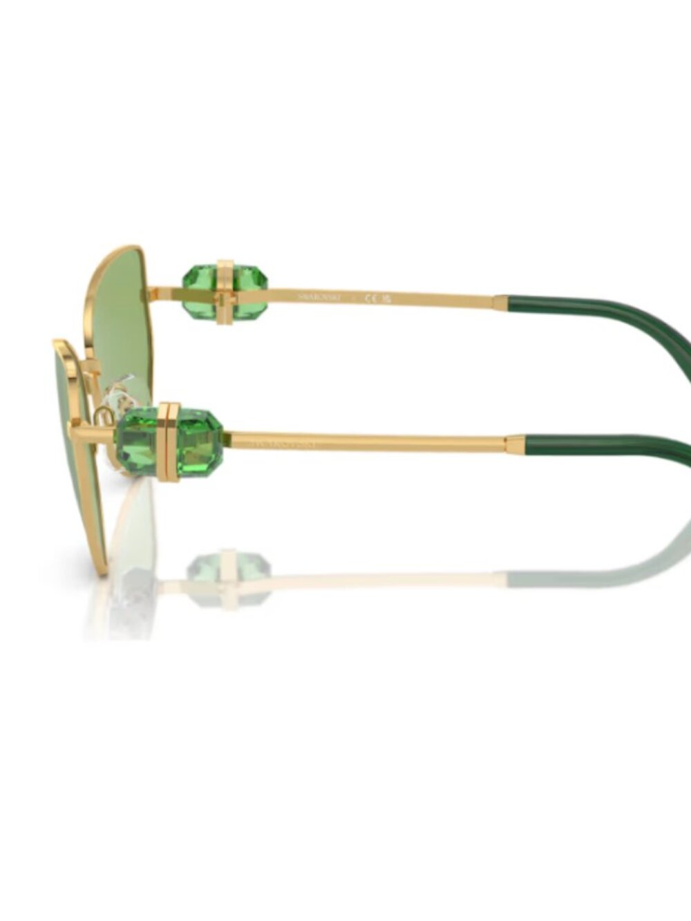 Swarovski Green Cat-Eye Sunglasses with Silver Frame - Picture 5 of 10